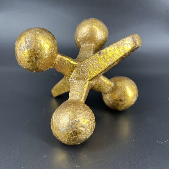 Vintage Cast Iron Jack Statue Door Stop Paperweight 5" Classic Shape "Worn" Gold - Picture 1 of 9
